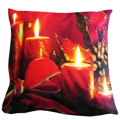 Vánoční polštářek Svíčky s mašlí - 45x45 cm s výplní 2. jakost