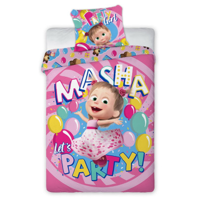 Obliečky Máša a medvěd Let´s Party - 140x200, 70x90, 100% bavlna