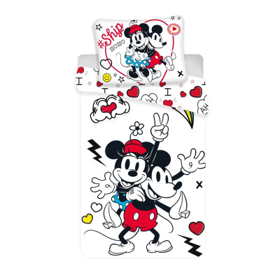 Obliečky Mickey a Minnie "Retro Heart"  JF, 140x200, 70x90 - micro