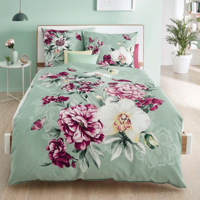 Obliečky Mako satén Euphoria zelenkavá, 140x200, 70x90