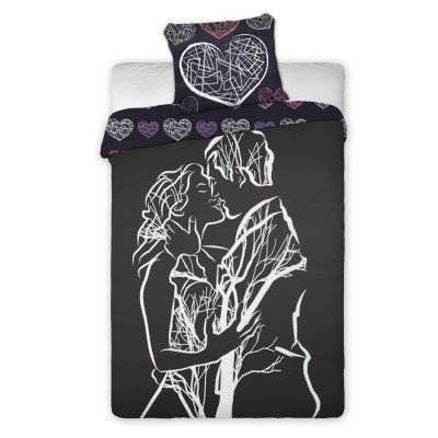 Obliečky Amore Siluety 140x200, 70x80 - 100% bavlna