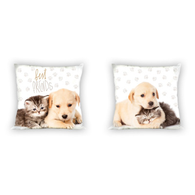 Povlak na vankúšik Best Friends Kotě a štěněn FR014 40x40 cm, 100% bavlna