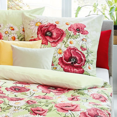 Obliečky Paola zelenkavá, 140x200, 70x90 - makosatén