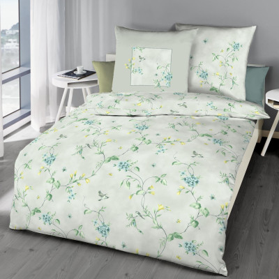 Makosaténové obliečky Birdy zelenkavé,  140x200, 70x90