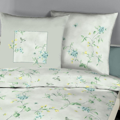 Makosaténové obliečky Birdy zelenkavé,  140x200, 70x90