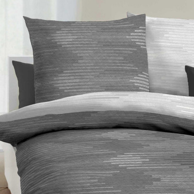 Povlečení Mako satén Ikat šedé, 140x200, 70x90