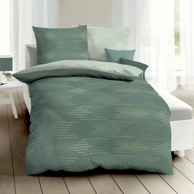 Obliečky Mako satén Ikat zelené, 140x200, 70x90