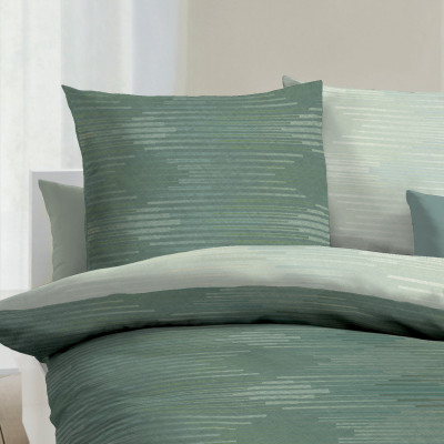 Povlečení Mako satén Ikat zelené, 140x200, 70x90