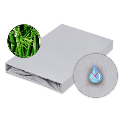 Nepriepustné a priedušné bambusové prestieradlo s polyuretánom 90x200 - svetlo šedé