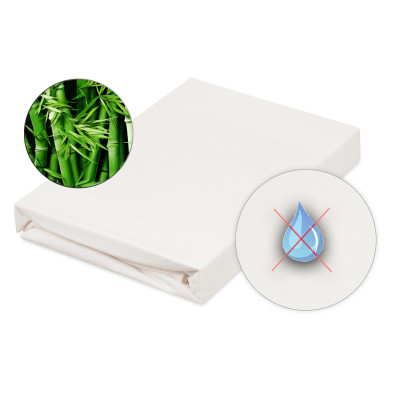 Nepropustné a prodyšné bambusové prostěradlo s polyuretanem 90x200 - krémové