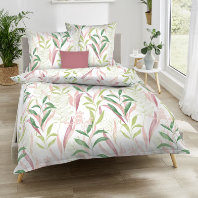 Perkalové obliečky Fresh Leaves kiwi, 140x200, 70x90