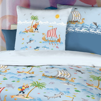 Obliečky Wikingové modré 140x200, 70x90, 100% bavlna