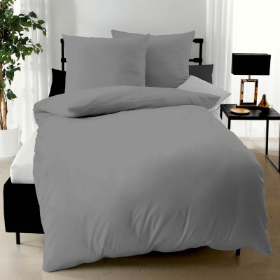 Obliečky makosatén Uni středně šedé 140x200, 70x90