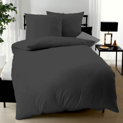 Obliečky makosatén Uni tmavo šedé 140x200, 70x90