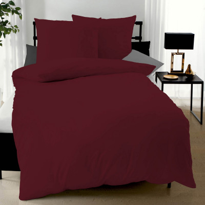 Povlečení makosatén Uni burgund 140x200, 70x90