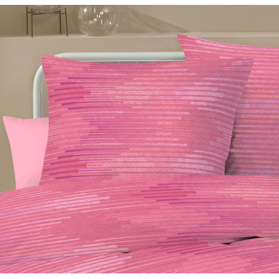 Povlečení Mako satén Ikat pink, 140x200, 70x90