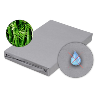Nepropustné bambusové prostěradlo s polyuretanem 160x200 -  šedé