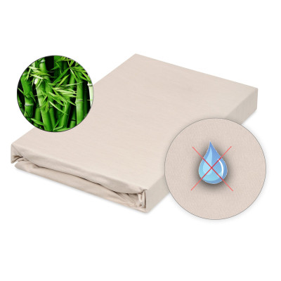 Nepropustné bambusové prostěradlo s polyuretanem 160x200 - béžová