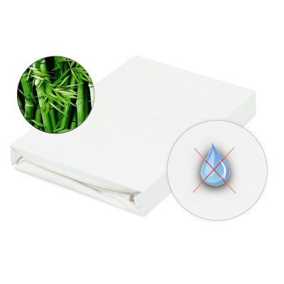 Nepropustné a prodyšné bambusové prostěradlo s polyuretanem 160x200 - bílé
