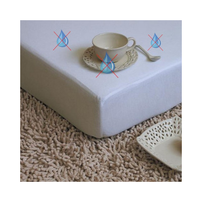 Krémově bílé jersey nepropustné a prodyšné prostěradlo s polyuretanem 180x200