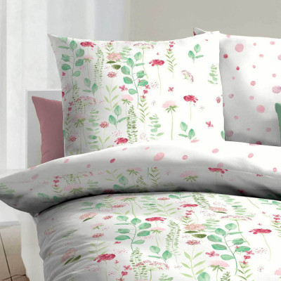 Povlečení Eucalyptus rubín 140x200, 70x90 - bavlna