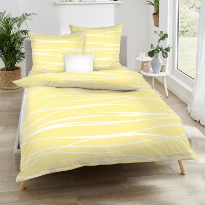 Makosaténové obliečky Motion Colours žluté 140x220, 70x90