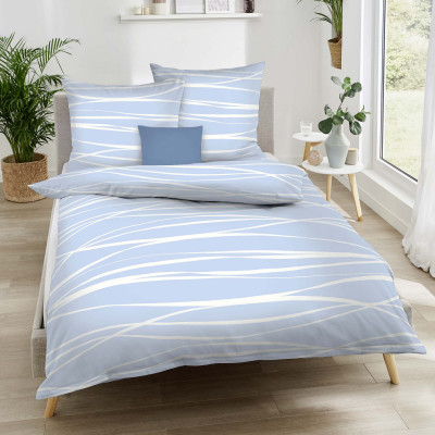 Makosaténové obliečky Motion modré 140x220, 70x90