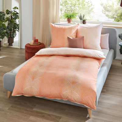 Obliečky Mako satén Ikone lososové, 140x200, 70x90