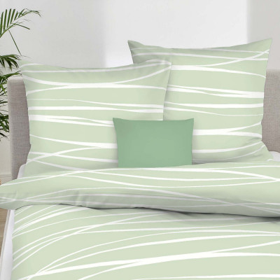 Makosaténové povlečení Motion Colours zelené 200x200, 2ks 70x90