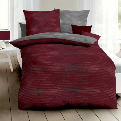 Povlečení Mako satén Ikat rubín, 140x220, 70x90
