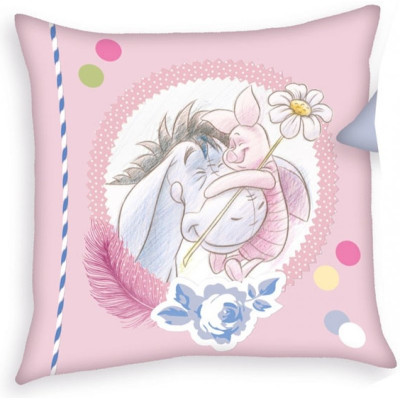 Polštářek s výplní Medvídek Pú a oslík s květinou -  40x40 cm