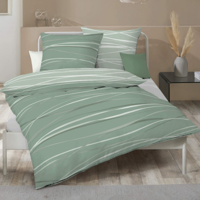 Makosaténové povlečení Motion oliv 140x200, 70x90