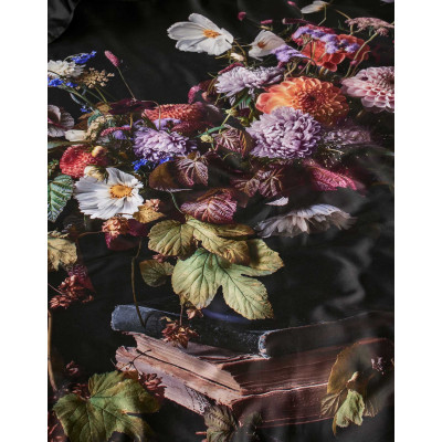 Luxusné obliečky Bouquet anthracite 140x200, 70x90 - 100% bavlnený satén