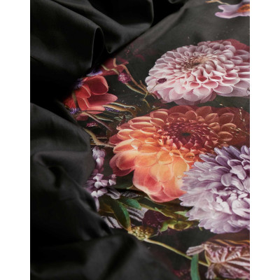 Luxusní povlečení Bouquet anthracite 140x200, 70x90 - 100% bavlněný satén