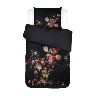 Luxusné obliečky Bouquet anthracite 140x200, 70x90 - 100% bavlnený satén