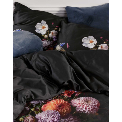 Luxusní povlečení Bouquet anthracite 140x200, 70x90 - 100% bavlněný satén