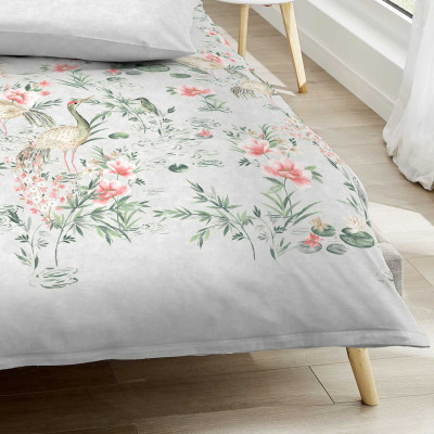 Povlečení Mako satén Pagode kiesel, 140x200, 70x90