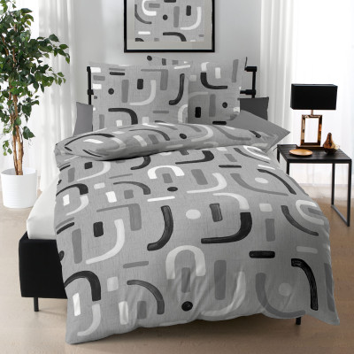 Povlečení Mako satén Elements šedé, 140x200, 70x90