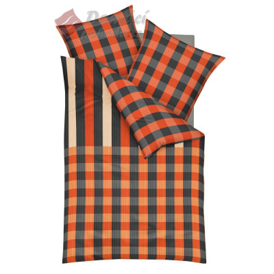 Prodloužené obliečky Mako satén District červené, 140x220, 70x90