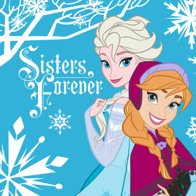 Magický froté ručníček Frozen Sisters Forever - 30x30 cm, 100% bavlna