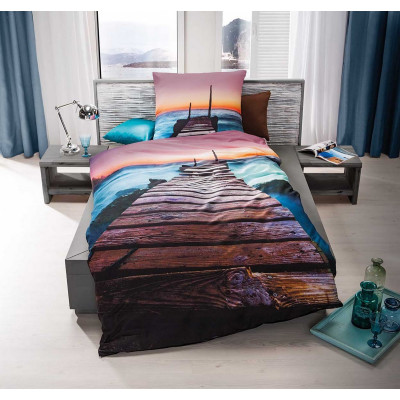 Makosaténové obliečky Ibiza aqua - 140x200, 70x90