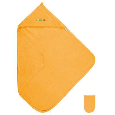 Dětská froté osuška s kapucí 85x85 cm, sytě žlutá