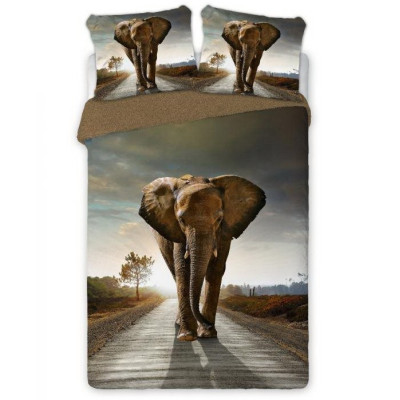 Obliečky Kráčajúcí slon - 140x200, 70x90, 100% bavlna perkal