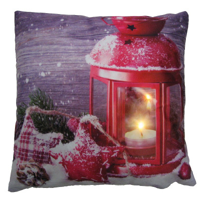 Vianočný vankúšik Lucerna červená - 45x45 cm s výplňou  2.jakost