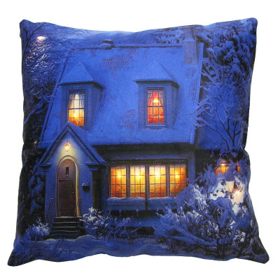 Vánoční polštářek Dům na samotě - 45x45 cm - 2. jakost